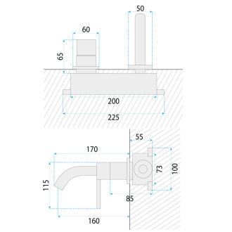 REA Podomietková vaňová batéria Foster Brush Gold REA-B6443