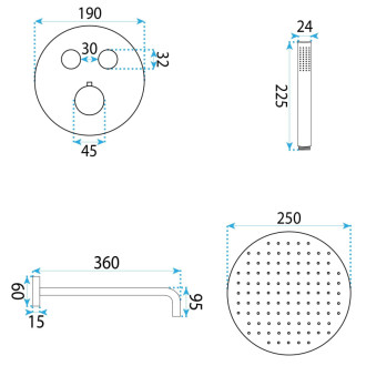 REA Podomietková sprchová sada Lungo Diamond Copper + BOX REA-P6968