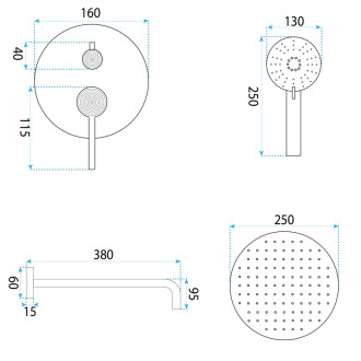 REA Podomietková sprchová sada Foster Brush Nickel + BOX REA-P6440