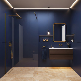 REA Sprchová zástena Flexi Transparent / Brush Gold 80 KPL-K99267