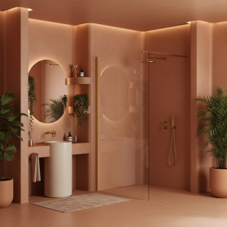 REA Sprchová zástena Flexi Transparent / Brush Gold 110 KPL-K99261