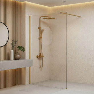 REA Sprchová zástena Flexi Transparent / Brush Gold 130 KPL-K99278