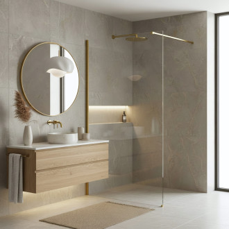 REA Sprchová zástena Flexi Transparent / Brush Gold 130 KPL-K99278