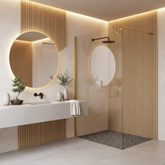 REA Sprchová zástena Flexi Transparent / Brush Gold 120 KPL-K99260