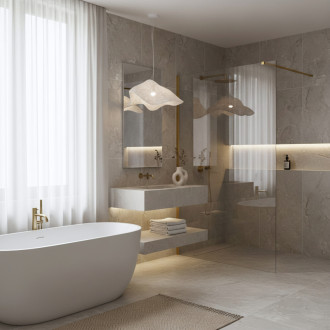 REA Sprchová zástena Flexi Transparent / Brush Gold 120 KPL-K99260