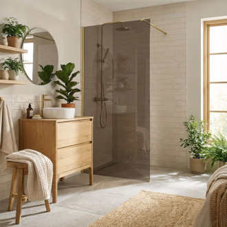 REA Sprchová zástena Flexi Brown / Brush Gold 80 KPL-K99275