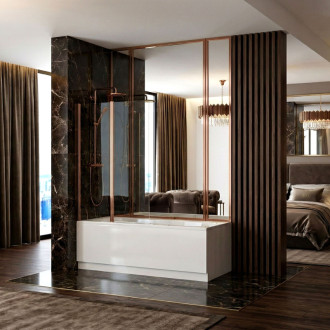 REA Skladacia vaňová zástena AGAT-2 100 Brush Copper REA-W5698