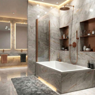 REA Skladacia vaňová zástena AGAT-2 100 Brush Copper REA-W5698