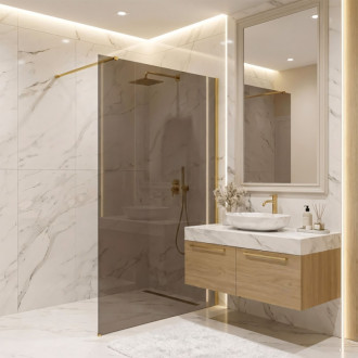 REA Sprchová zástena Flexi Brown / Brush Gold 100 KPL-K99472