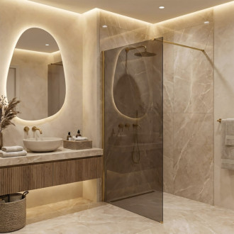 REA Sprchová zástena Flexi Brown / Brush Gold 120 KPL-K99670