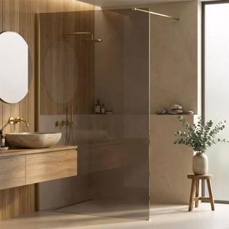 REA Sprchová zástena Flexi Brown / Brush Gold 130 KPL-K99789