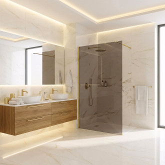 REA Sprchová zástena Flexi Brown / Brush Gold 130 KPL-K99789