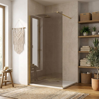 REA Sprchová zástena Flexi Brown / Brush Gold 140 KPL-K99888