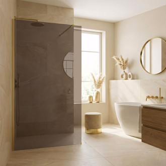 REA Sprchová zástena Flexi Brown / Brush Gold 140 KPL-K99888