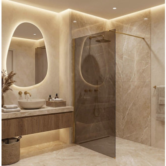 REA Sprchová zástena Flexi Brown / Brush Gold 140 KPL-K99888