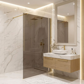 REA Sprchová zástena Flexi Brown / Brush Gold 140 KPL-K99888