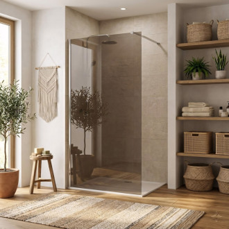 REA Sprchová zástena Flexi Brown / Chrome 140 KPL-K99088