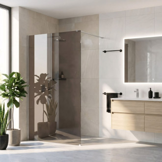 REA Sprchová zástena Flexi Brown / Chrome 140 KPL-K99088