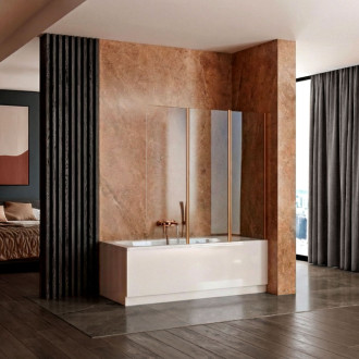 REA Skladacia vaňová zástena AGAT-3 120 Brush Copper REA-W5697