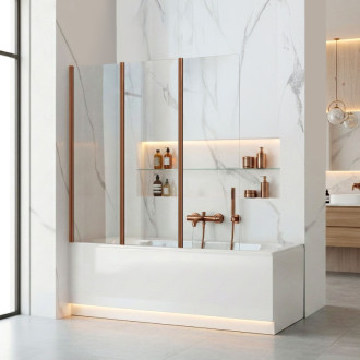 REA Skladacia vaňová zástena AGAT-3 120 Brush Copper REA-W5697