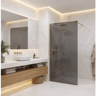 REA Sprchová zástena Flexi Grey / Brush Gold 80 KPL-K99286