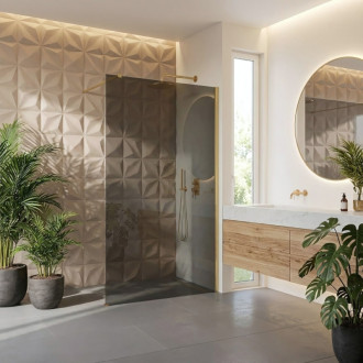 REA Sprchová zástena Flexi Grey / Brush Gold 80 KPL-K99286