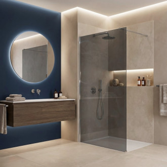 REA Sprchová zástena Flexi Grey / Chrome 80 KPL-K99086