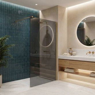 REA Sprchová zástena Flexi Grey / Brush Gold 90 KPL-K99285