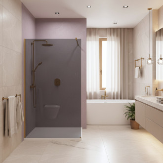 REA Sprchová zástena Flexi Grey / Brush Gold 100 KPL-K99284