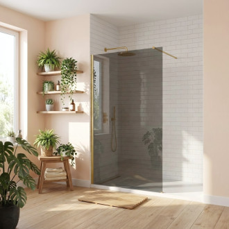 REA Sprchová zástena Flexi Grey / Brush Gold 110 KPL-K99283