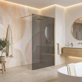 REA Sprchová zástena Flexi Grey / Brush Gold 110 KPL-K99283