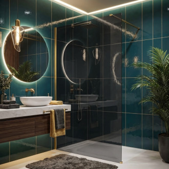 REA Sprchová zástena Flexi Grey / Brush Gold 120 KPL-K99282