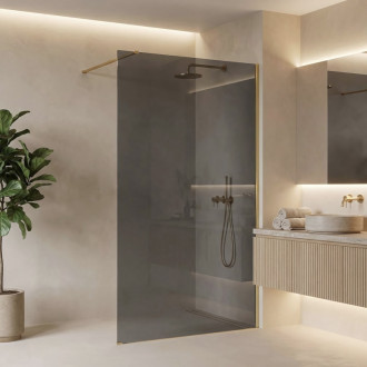 REA Sprchová zástena Flexi Grey / Brush Gold 140 KPL-K99280