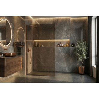 REA Sprchová zástena Flexi Brown / Brush Copper 80 KPL-K99375