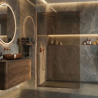 REA Sprchová zástena Flexi Brown / Brush Copper 120 KPL-K99370