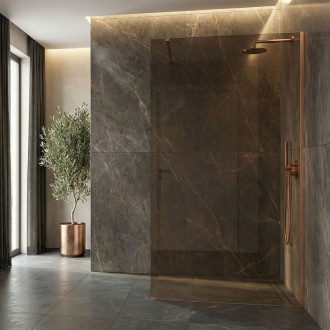 REA Sprchová zástena Flexi Brown / Brush Copper 130 KPL-K99389