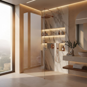 REA Sprchová zástena Flexi Transparent / Brush Copper 110 KPL-K99364