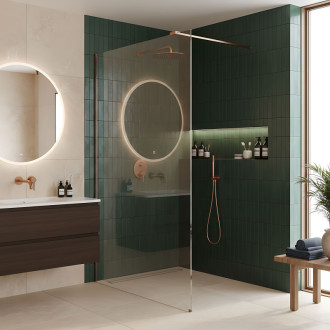 REA Sprchová zástena Flexi Transparent / Brush Copper 110 KPL-K99364