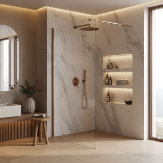 REA Sprchová zástena Flexi Transparent / Brush Copper 110 KPL-K99364