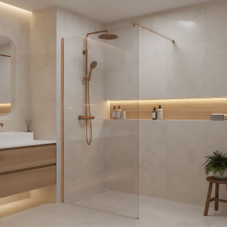 REA Sprchová zástena Flexi Transparent / Brush Copper 130 KPL-K99378