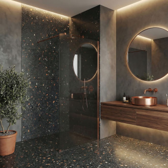 REA Sprchová zástena Flexi Grey / Brush Copper 80 KPL-K99386