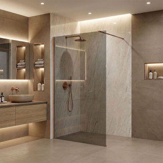 REA Sprchová zástena Flexi Grey / Brush Copper 90 KPL-K99385