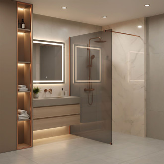 REA Sprchová zástena Flexi Grey / Brush Copper 100 KPL-K99384