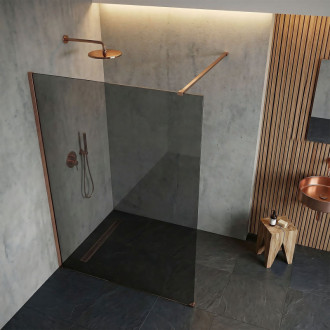 REA Sprchová zástena Flexi Grey / Brush Copper 100 KPL-K99384