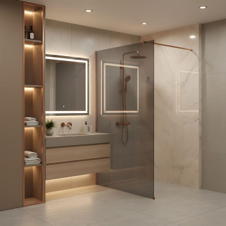 REA Sprchová zástena Flexi Grey / Brush Copper 140 KPL-K99380