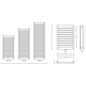 radiátor MODO 600 x 1047 mm, farba C. podľa vzorkovníka, stredové pripojenie 50 mm RADMOD6010.SP
