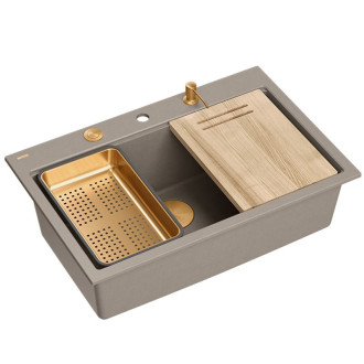 REA Granitový drez MARC 110 WORKSTATION Beige ZLE-09046