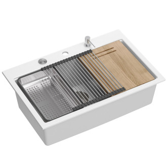 REA Granitový drez MARC 110 WORKSTATION White ZLE-09062