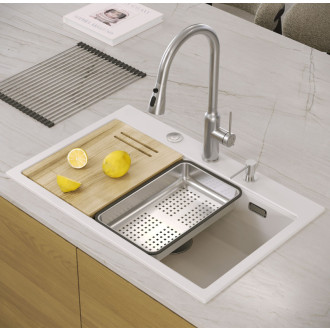 REA Granitový drez MARC 110 WORKSTATION White ZLE-09062