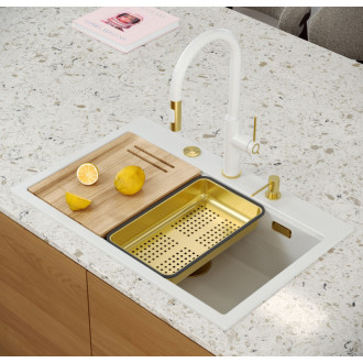 REA Granitový drez MARC 110 WORKSTATION White ZLE-09062